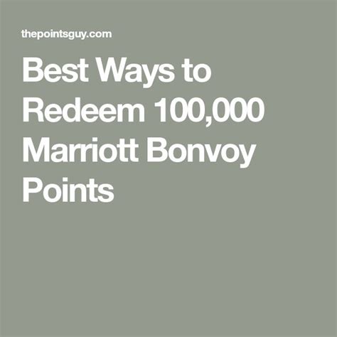 Best ways to redeem 100,000 Marriott Bonvoy points - The Points Guy | Marriott, The points guy ...