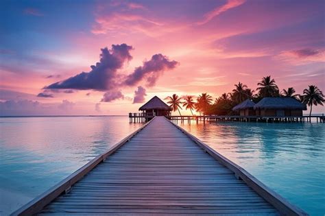 Premium AI Image | Maldives Sunrise in Light Turquoise Splendor