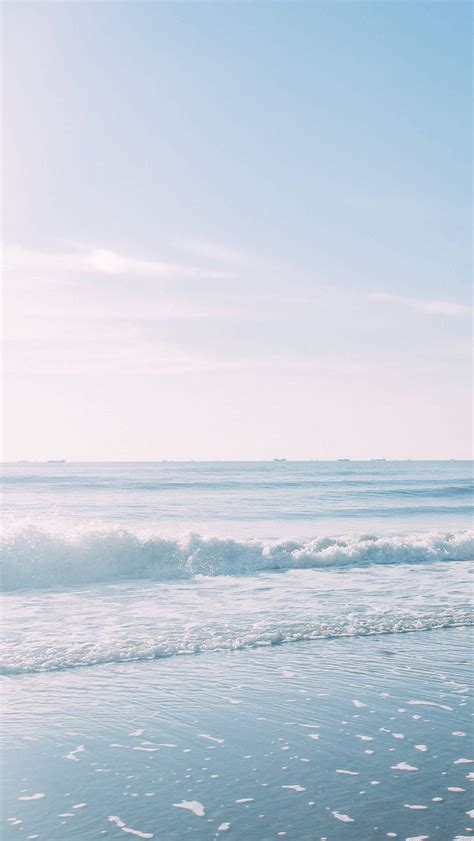 Download Aesthetic Beach In Pastel Blue Wallpaper | Wallpapers.com