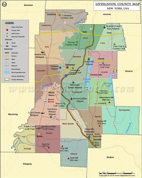 Livingston County Map, Map of Livingston County NY