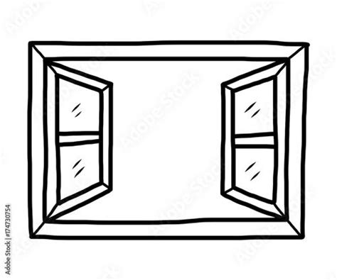 open window / cartoon vector and illustration, black and white, hand ...