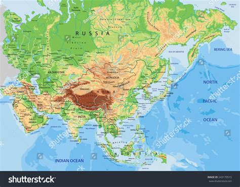 Physical Map Of Asia Labeled