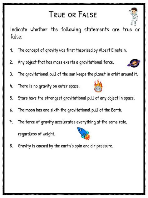 Gravity For Kids Worksheets