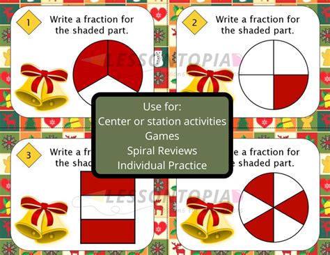Identifying Fractions of a Whole | Task Cards | Christmas | Teaching Resources