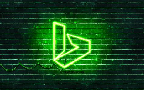 Download wallpapers Bing green logo, 4k, green brickwall, Bing logo, brands, Bing neon logo ...