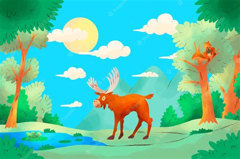 Premium Vector | Watercolor forest animals background