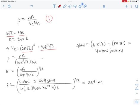 Calculate the radius of a palladium atom, given that Pd has an FCC ...