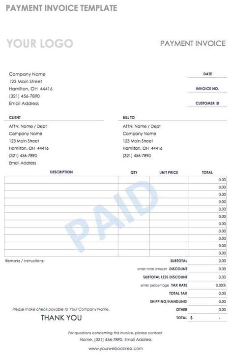 Paid In Full Invoice Template