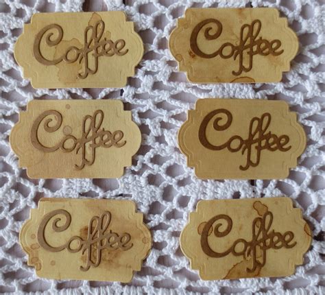 Coffee Labels Set of 6 Choose your Card Stock Colors Ornate | Etsy