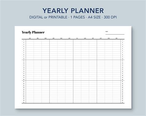 Yearly Planner-A4 PDF / Digital yearly Planner Yearly | Etsy