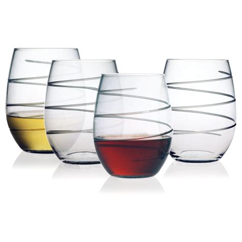 Spiral Stemless Wine Glasses ~ Set of 4