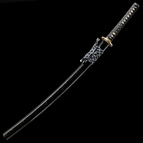 Black Katana | Handmade Japanese Katana Sword Damascus Steel With Black Scabbard - TrueKatana