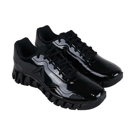 Reebok Zig Pulse SE DV5221 Mens Black Patent Leather Athletic Gym Runn ...