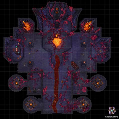 [OC][Art] Volcanic Castle Interior Battle Map 25x25 : r/DnD