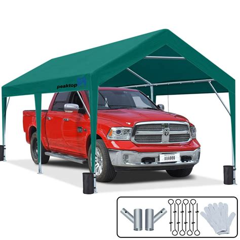 Peaktop Outdoor 10 x 20 ft Upgraded Heavy Duty Carport Car Canopy ...