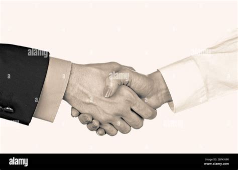 Business handshake, black and white retro stylization Stock Photo - Alamy