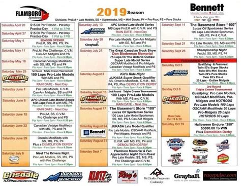 Flamboro Speedway Releases 2019 Schedule - Inside Track Motorsport News