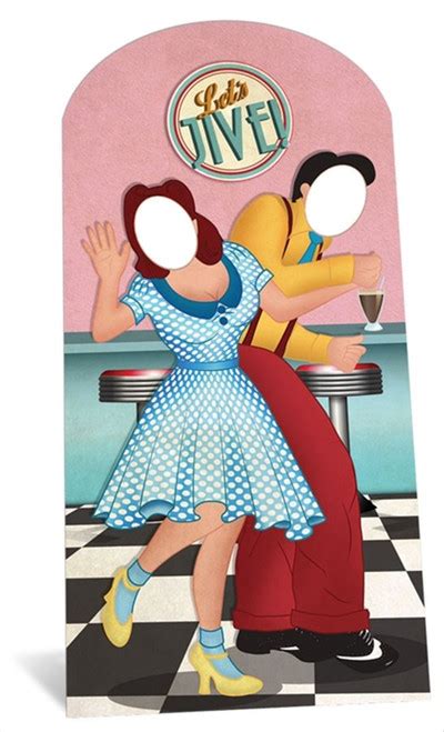 1950s Swing Dancers Stand In Cardboard Cutout. 1950s themed party cardboard cutouts, standees ...