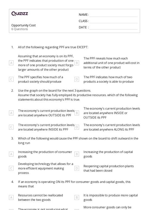50+ opportunity cost worksheets on Quizizz | Free & Printable