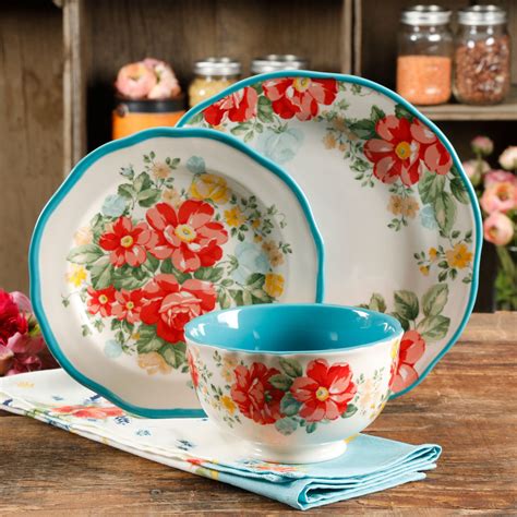 The Pioneer Woman Stoneware Vintage Floral Dinnerware, 12 Piece ...