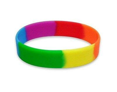 5 x Silicone Rainbow Wristbands. Colourful bracelets. Rubber Bracelets ...