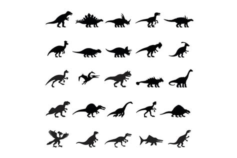 Laminated Dinosaurs Icon Black White Collage Art Dinosaur Poster For Kids Room Dino Pictures ...
