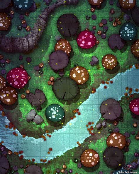 [OC][Art] Giant Mushroom Forest Battle Map 24x30 : r/DnD