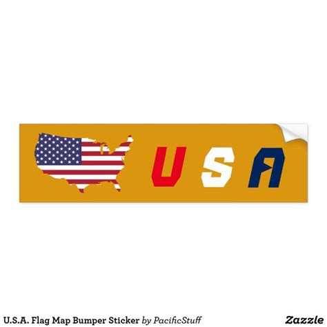 U.S.A. Flag Map Bumper Sticker | Zazzle