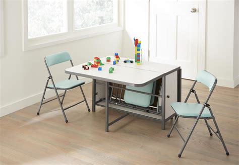 5pc Kid's Fold – N – Store Table And Chair Set White/ Teal Blue – Cosco ...