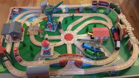 Wooden railway track layout - designed by my husband - we used a big ...