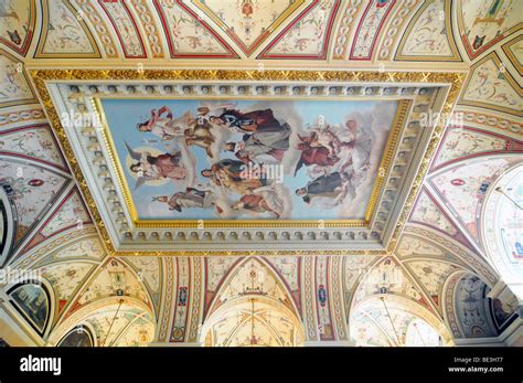 Ceiling design, interior architecture, Semperoper opera house, Dresden, Saxony, Germany, Europe ...