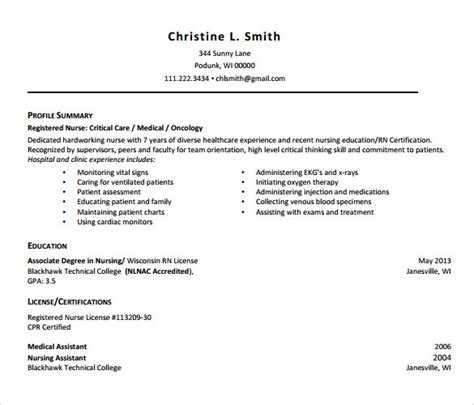 Free Registered Nurse Resume Template