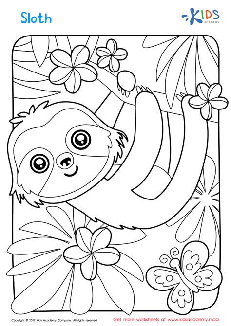 Sloth Coloring Pages For Kids