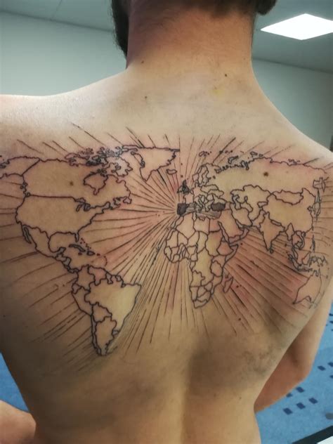 World map tattoo. From Portugal to the world. Eahh country will be colored in as I travel around ...