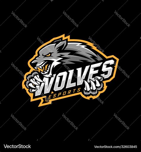 Wolf e-sports logo design Royalty Free Vector Image