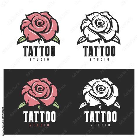 Tattoo studio rose emblem. Vector vintage illustration. Stock Vector | Adobe Stock