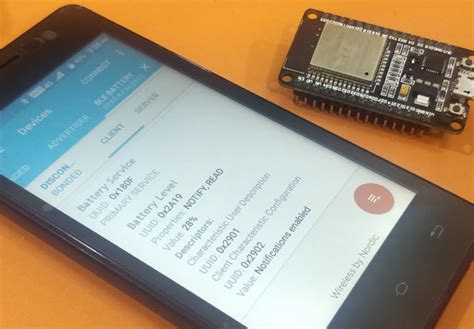 ESP32 BLE Server - GATT Service for Battery Level Indication