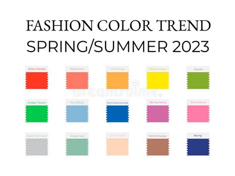 Fashion Color Trend Spring - Summer 2023. Trendy Colors Palette Guide Stock Vector ...