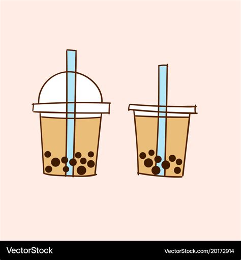 Milk bubble tea doodle drawing Royalty Free Vector Image