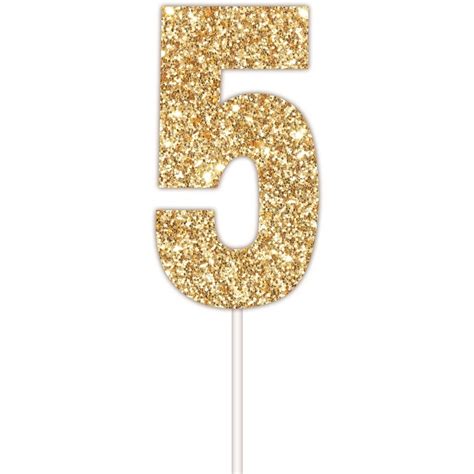 Artwrap Number 5 Glitter Cake Topper - Gold | BIG W