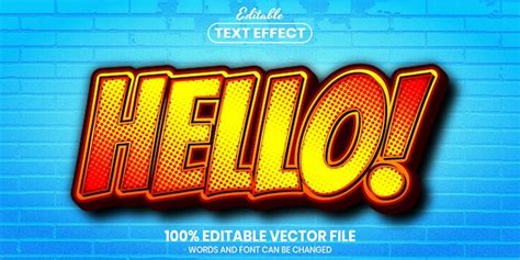 Premium Vector | Hello text, font style editable text effect