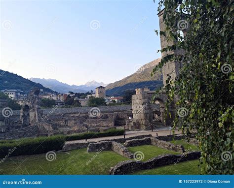 Roman Ruins in Aosta, Italy. Ancient Theater Stock Photo - Image of ...