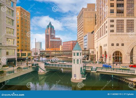 Downtown Skyline with Buildings in Milwaukee USA Stock Image - Image of ...