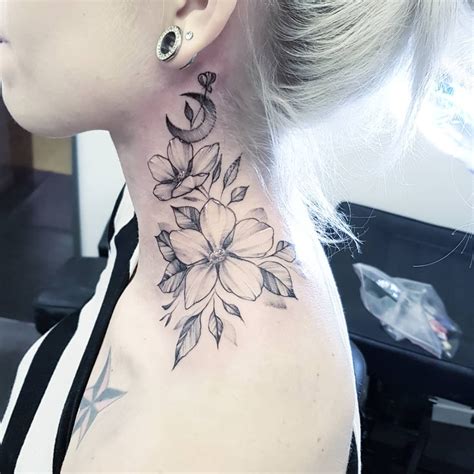 Neck Flower Tattoos For Women