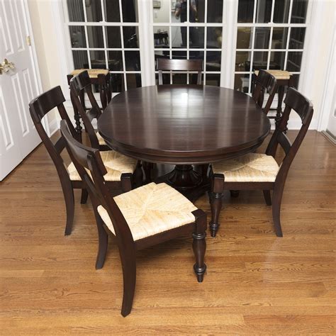 Pottery Barn "Montego" Mahogany Dining Table with Rush Seat Chairs and ...