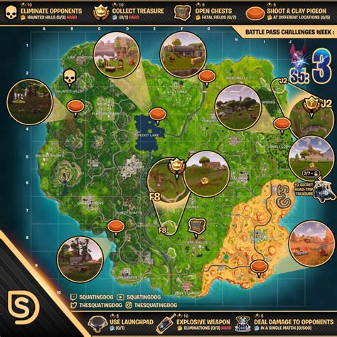 Cheat Sheet Map for Fortnite Battle Royale Season 5, Week 3 Challenges ...