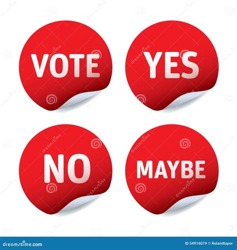 Set of Red Stickers - Vote, Yes, No, Maybe Stock Illustration ...