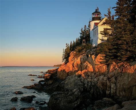 Sunrise at Bass Harbor Lighthouse Photograph by Kenneth Houk - Pixels