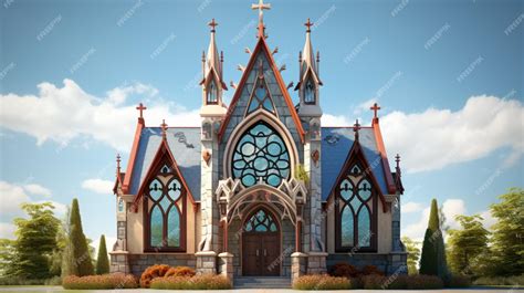 Premium AI Image | medieval chapel with gothic architecture stained glass