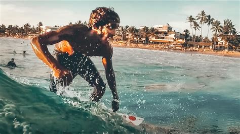 Sunset Surfing at Hikkaduwa Beach, Sri Lanka - GoPro 5 - YouTube